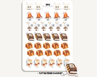 Sticker Sheet RPG Minis | Bullet Journal - Scrapbook - Planner - Decoration - DnD - Fantasy - Tracker