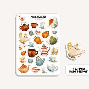 Sticker Sheet Cups and Pots | Aufkleber Tassen und Kannen | Bullet Journal - Scrapbook - Planner - Dekoration - Tee - Kaffee