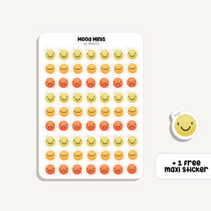 Arkusz naklejek Mood Minis | Naklejka Nastrój Mini | Bullet Journal - Album z wycinkami - Planista - Dekoracja - Tracker - Emoji - Emocja - Tracker