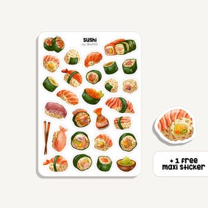 Sticker Sheet Sushi | Aufkleber Sushi | Bullet Journal - Scrapbook - Planner - Dekoration - Japan - Essen
