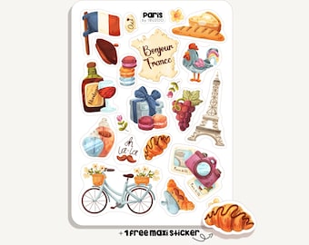 Sticker Sheet Paris | Bullet Journal - Scrapbook - Planner - Decoration - France - Travel