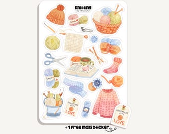 Sticker Sheet Knitting | Bullet Journal - Scrapbook - Planner - Decoration - Hobby - Sewing