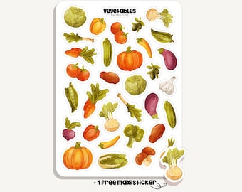 Sticker Sheet Vegetables | Bullet Journal - Scrapbook - Planner - Decoration - Healthy Life - Groceries - Food
