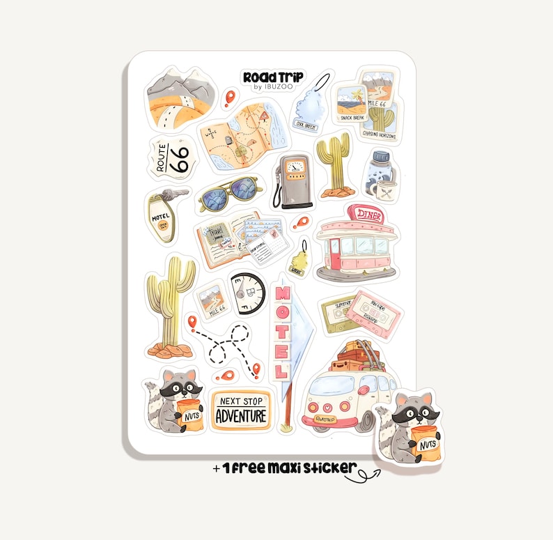 Sticker Sheet Road Trip | Bullet Journal Stickers - Scrapbook Stickers ...