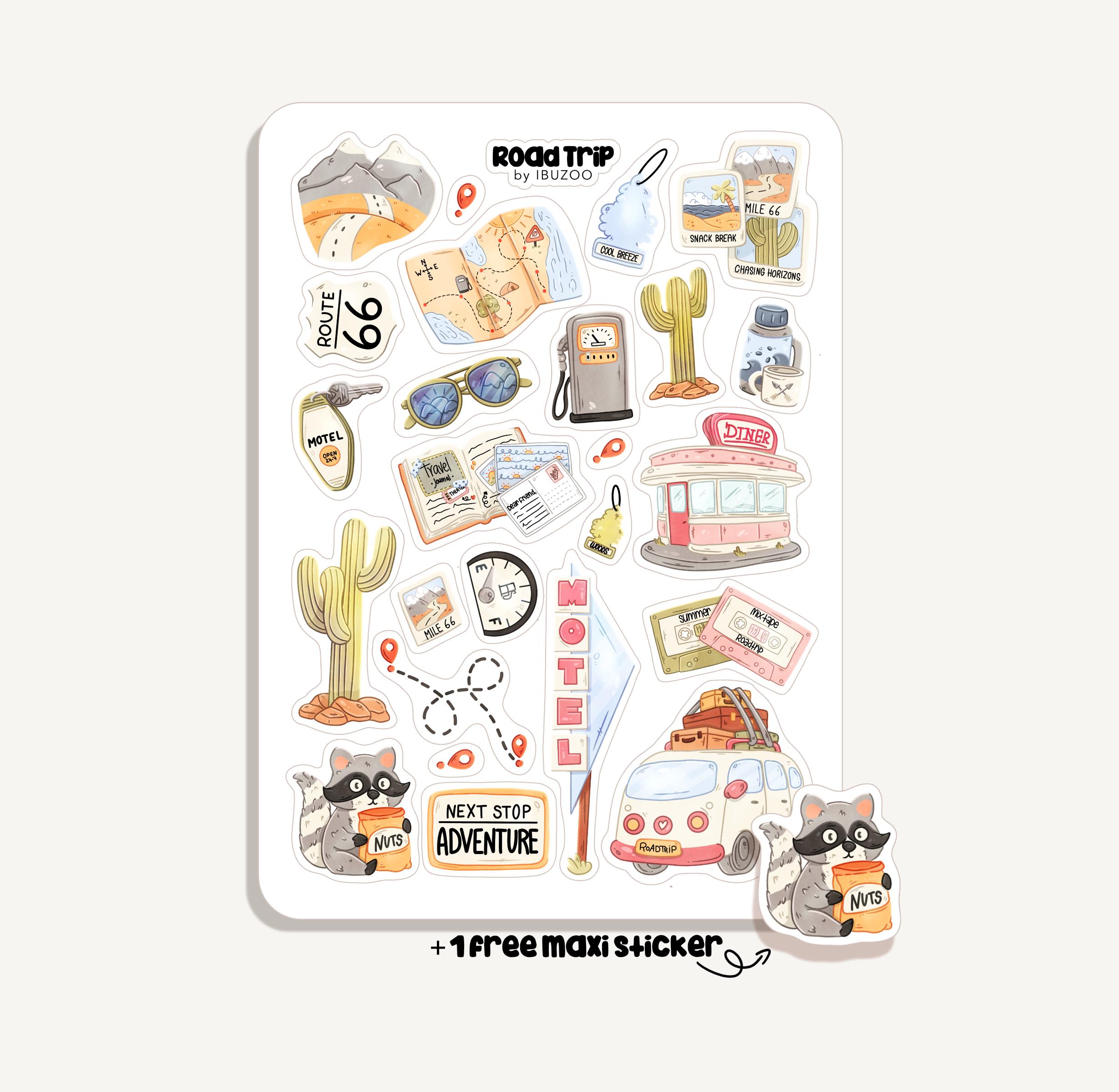 Sticker Sheet Road Trip | Bullet Journal Stickers - Scrapbook Stickers ...