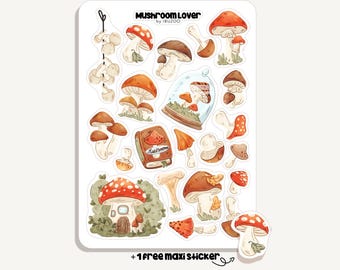 Sticker Sheet Mushroom Lovers | Bullet Journal - Scrapbook - Planner - Decoration - Forest - Nature - Autumn - Fall