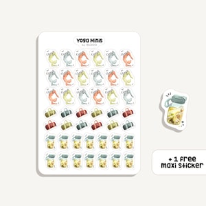 Hoja de pegatinas de yoga minis | Pegatinas de yoga mini | Bullet Journal - Álbum de recortes - Planificador - Decoración - Deporte - Fitness - Rastreador