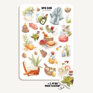 Sticker Sheet Spa Day | Bullet Journal - Scrapbook - Planner - Decoration - Self Love - Spa - Beauty