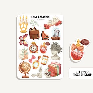 Sticker Sheet Light Academia | Aufkleber Helle Akademie | Bullet Journal - Scrapbook - Planner - Dekoration - Studieren