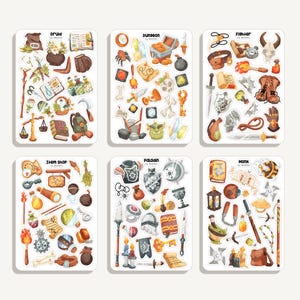 RPG-stickerboek | 20 vellen RPG-stickers - Meer dan 400 stickers - Stickers voor dagboeken - Stickers - Stickerset - D&D-stickers - Fantasy-stickers afbeelding 3