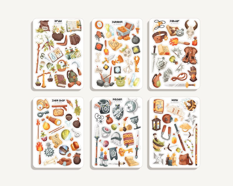 RPG-stickerboek | 20 vellen RPG-stickers - Meer dan 400 stickers - Stickers voor dagboeken - Stickers - Stickerset - D&D-stickers - Fantasy-stickers afbeelding 3