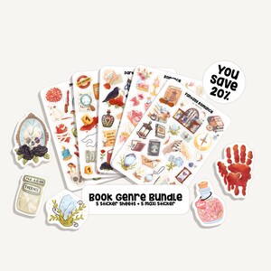 Sticker Set Book Genre | Aufkleber Buch Genre | 5 Sticker Sheets + 5 Maxi Sticker | 111 Sticker | Bullet Journal - Planner - Bücher