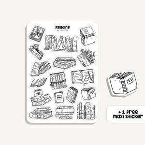 Sticker Sheet Reading Outlines | Aufkleber Lesen Linien | Bullet Journal - Scrapbook - Planner - Dekoration - Buch Liebhaber - Leser