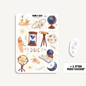 Foglio di adesivi Cielo notturno | Adesivo cielo notturno | Bullet Journal - Scrapbook - Planner - Decorazione - Cielo - Stelle