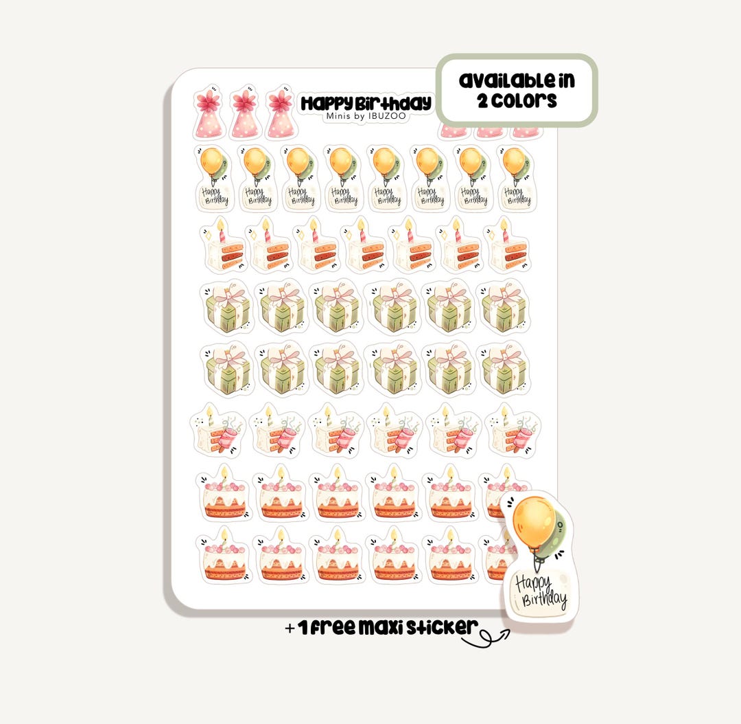Sticker Sheet Happy Birthday Minis | Bullet Journal - Scrapbook ...