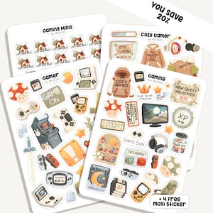 Ensemble d'autocollants de jeu vidéo | Autocollants de jeux vidéo | Autocollants pour bullet journal - Agenda - Décoration - Manette - Gamer