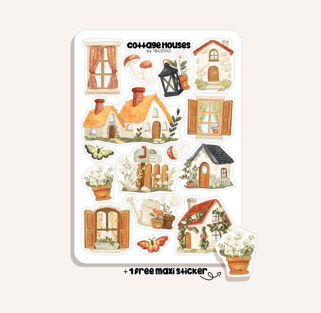 Sticker Sheet Cottage Houses| Bullet Journal - Scrapbook- Planner ...