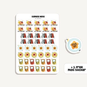 Hoja de pegatinas Gaming Minis | Pegatinas Minis de Videojuegos | Bullet Journal - Álbum de recortes - Planificador - Decoración - Videojuegos - Rastreador