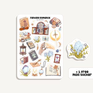 Sticker Sheet Fantasy Romance | Aufkleber Fantasie Romantik | Bullet Journal - Scrapbook - Planner - Dekoration - Lesen - Bücher