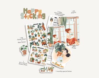 Happy Sticking | Plant Mom | May 2026 - Bullet Journal - Stickersheet - Snail Mail - Mail Club - Flowers - Plants