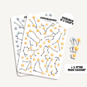Hoja de pegatinas Constelaciones | Pegatina Constelación de estrellas | Pegatinas para Bullet Journal - Pegatinas para Scrapbooking - Pegatinas para Planificador - Zodíaco