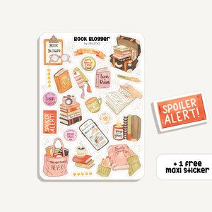Blogger di libri con fogli di adesivi | Blogger di libri di adesivi | Bullet Journal - Scrapbook - Planner - Decorazione - Lettura - Libri