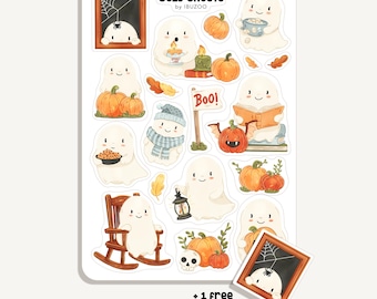 Ghost Foods Sticker Pack - 10 Kawaii Halloween Vinyl Stickers Spooky Cute