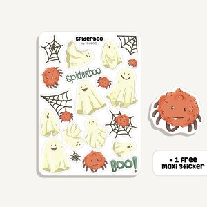Sticker Sheet Spiderboo |  Aufkleber Spinnen und Geister | Bullet Journal - Scrapbook - Planner - Dekoration - Halloween - Grusel