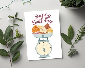 Postcard Artprint Happy Birthday Cake | A6 postcard, greeting card, greeting card, gift, art print, stationary, postcard print, A6 print