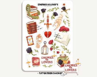 Sticker Sheet Enemies to Lovers | Bullet Journal - Scrapbook - Planner - Decoration - Reader - College - Aesthetic - Books - Dark Romance