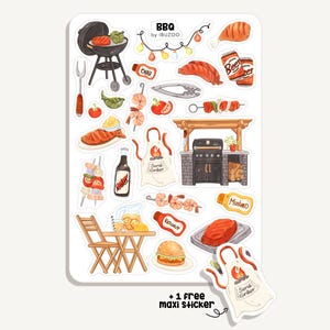 Sticker Sheet BBQ | Bullet Journal Stickers - Scrapbook Stickers - Planner - Decoration - Barbecue - Summer - Party