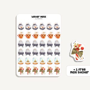 Foglio di adesivi Mini invernali | | Adesivi Mini invernali | Bullet Journal - Album - Pianificatore - Decorazione - Neve - Tracker