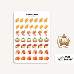 Feuille d’autocollants Automne Minis | Autocollants Automne Minis | Bullet Journal Stickers - Scrapbook - Planificateur - Saisons - Journalling - Octobre