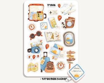Sticker Sheet Travel | Bullet Journal Stickers - Scrapbook Stickers - Planner - Decoration - Summer - Holidays