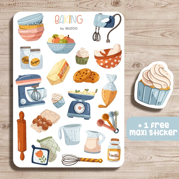 Sticker Sheet Baking | Bullet Journal Stickers - Scrapbook Stickers - Planner Stickers - Decoration Stickers - Stickersheet