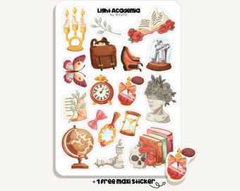 Sticker Sheet Light Academia | Bullet Journal - Scrapbook - Planner - Decoration - Study