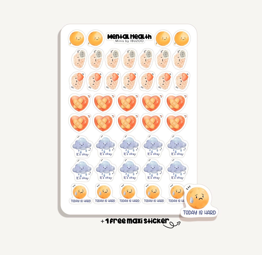 Sticker Sheet Mental Health Minis | Bullet Journal - Scrapbooking ...