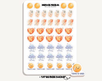 Sticker Sheet Mental Health Minis | Bullet Journal - Scrapbooking - Planner - Icon - Symbol - Tracker