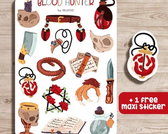 Sticker Sheet Blood Hunter | Bullet Journal Stickers - Scrapbook Stickers - Planner Stickers - Decoration Stickers - Stickersheet