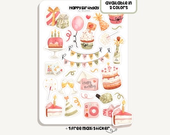 Sticker Sheet Happy Birthday | Bullet Journal - Scrapbook - Planner - Decoration - Party