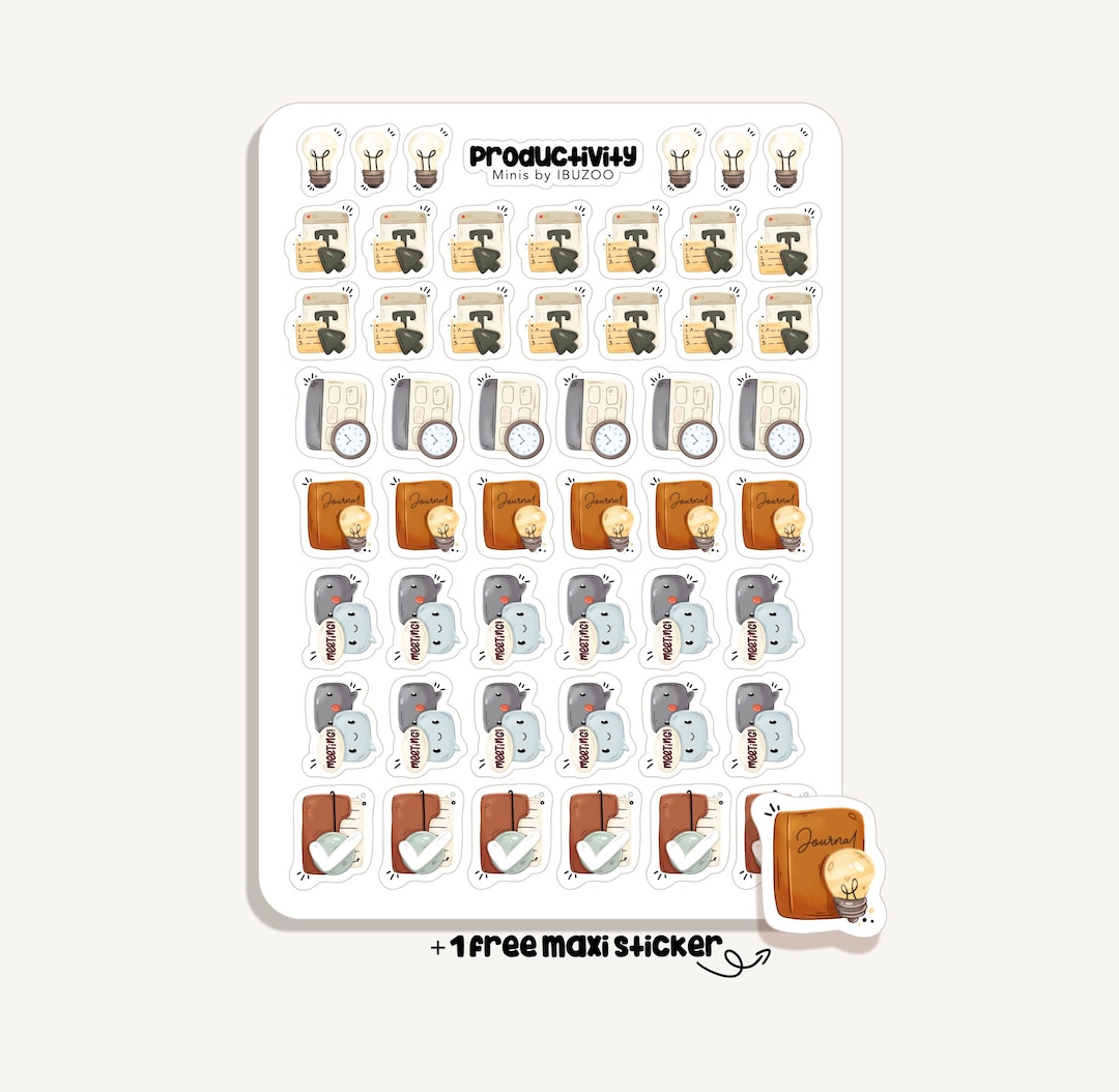 Sticker Sheet Productivity Minis | Bullet Journal - Scrapbook - Planner ...