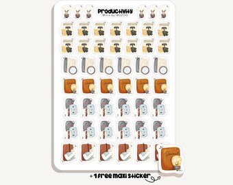Sticker Sheet Productivity Minis | Bullet Journal - Scrapbook - Planner - Decoration - Work - Study - Tracker