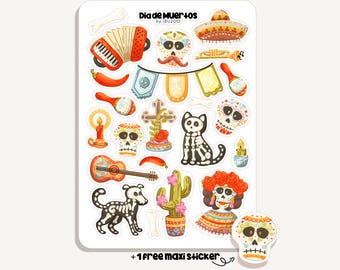 Stickervel Dag van de Doden | Dag van de Doden Stickers | Bullet Journal - Scrapbook - Planner - Festival - Skelet