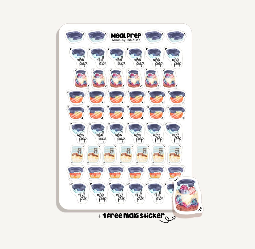 Sticker Sheet Meal Prep Minis | Bullet Journal - Scrapbook - Planner ...