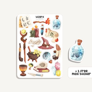 Asistente de hojas de pegatinas | Mago de pegatinas | Bullet Journal - Scrapbook - Planificador - Decoración - RPG Stickersheet - DnD - Fantasía