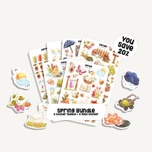 Sticker Set Spring | Aufkleber Frühling | 6 Sticker Sheets + 6 Maxi Sticker | 170 Sticker | Bullet Journal - Planner - Jahreszeiten - Garten