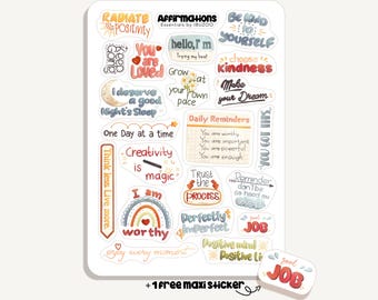 Sticker Sheet Affirmations | Bullet Journal - Scrapbook - Planner - Decoration