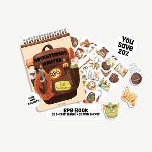 Livre d’autocollants RPG | 20 feuilles d’autocollants RPG - plus de 400 autocollants - autocollants de journal - autocollants - ensemble d’autocollants - autocollants DnD - autocollants fantastiques