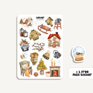 Sticker Sheet Winter | | Aufkleber Winter | Bullet Journal - Scrapbook - Planner - Dekoration - Schnee