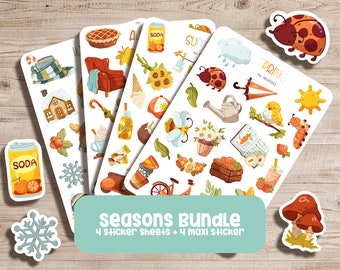 Sticker Set Seasons | 4 sticker sheets + 4 maxi stickers | 85 stickers | Bullet Journal Stickers - Planner - Decoration - Seasons